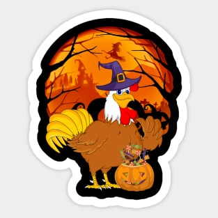 Chicken pumpkin witch Sticker